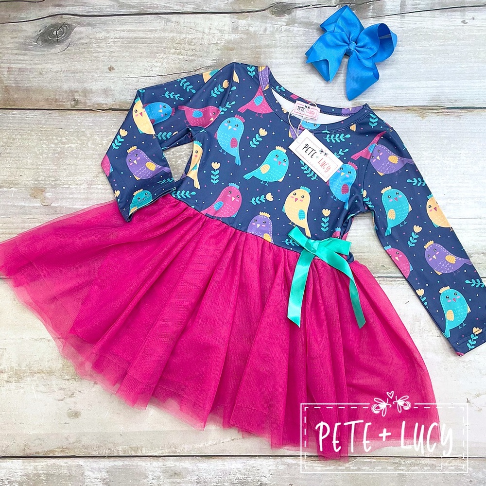 Bright Birdies Tulle Dress